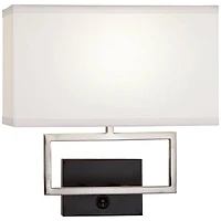 Possini Euro Design Trixie Modern Wall Lamp Brushed Nickel Plug-in 12" Light Fixture Rectangular Shade for Bedroom Reading Living Room Hallway Ho