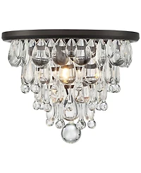 Vienna Full Spectrum Lorraine Modern Ceiling Light Flush Mount Fixture 12 1/2" Wide Bronze Crystal Drops Shade for Bedroom Kitchen Living Room Ha