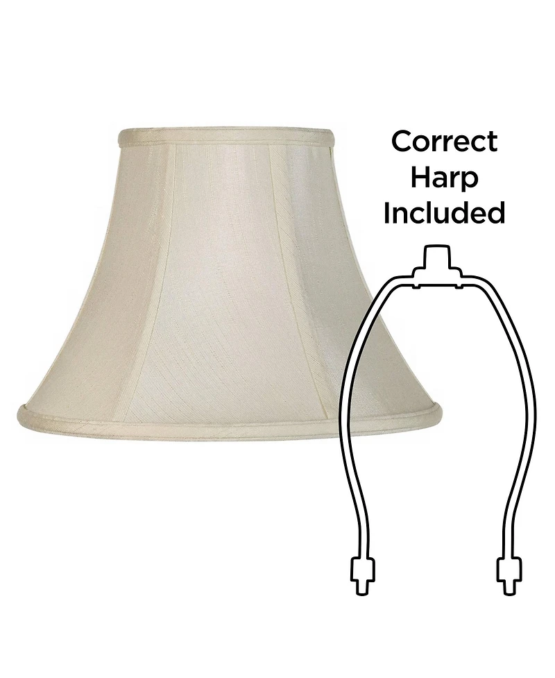Imperial Shade Creme Small Bell Lamp Shade 6" Top x 12" Bottom x 9" Slant x 8.5" High (Spider) Replacement with Harp and Finial