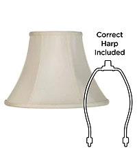 Imperial Shade Creme Small Bell Lamp Shade 6" Top x 12" Bottom x 9" Slant x 8.5" High (Spider) Replacement with Harp and Finial