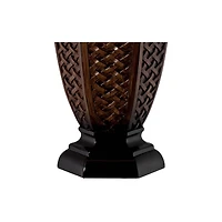 Regency Hill Tropical Table Lamp 29" Tall Woven Wicker Pattern Beige Linen Drum Shade for Living Room Family Bedroom Bedside Nightstand