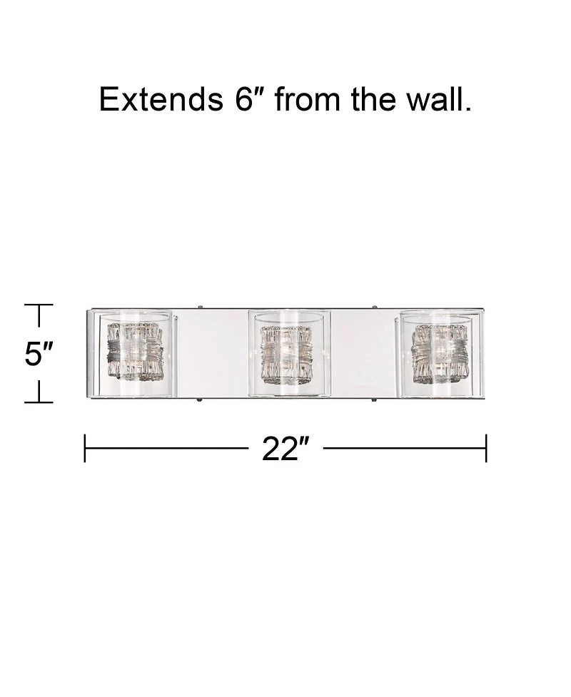 Possini Euro Design Wrapped Wire Modern Wall Light Chrome 22" Fixture Clear Glass Cylinder Shade for Bedroom Bathroom Vanity Reading Living Room