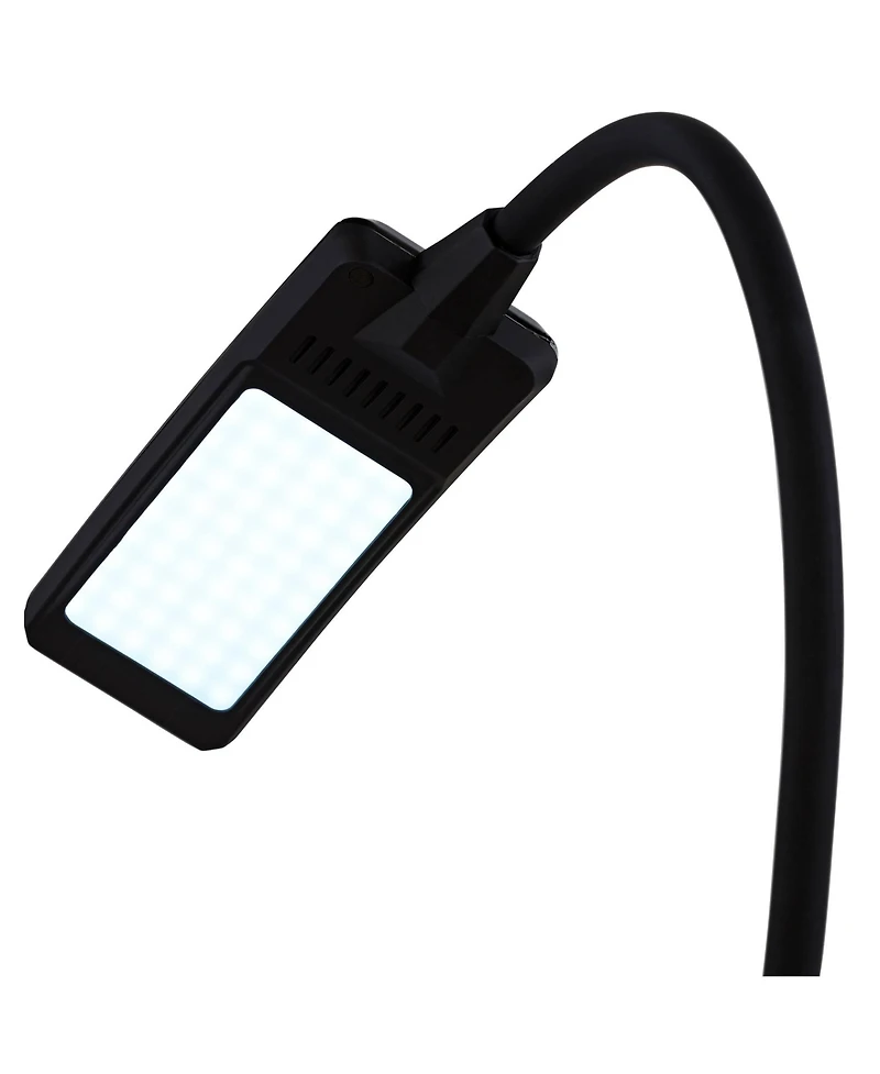 360 Lighting Ricky Modern Desk Lamp 13 3/4" High Black with Usb Charging Port Led Gooseneck Touch On Off Dimmer for Bedroom Bedside Office House