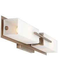 Possini Euro Design Midtown Modern Wall Light Burnished Brass Gold Metal Hardwired 23.5" 2-Light Fixture White Glass Shade for Bedroom Bedside Bathroo
