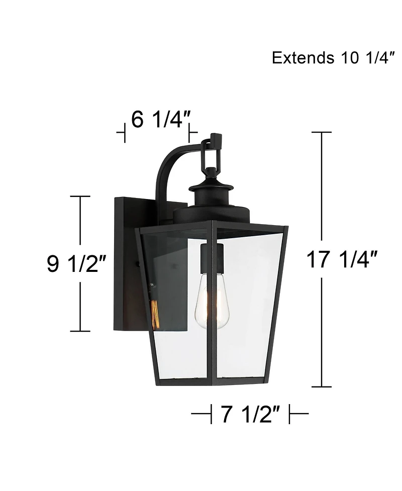 Ackerly Modern Outdoor Wall Light Fixture Textured Black Steel 17 1/4" Clear Glass Panels for Exterior House Porch Patio Outside Deck Garage Yard Fron
