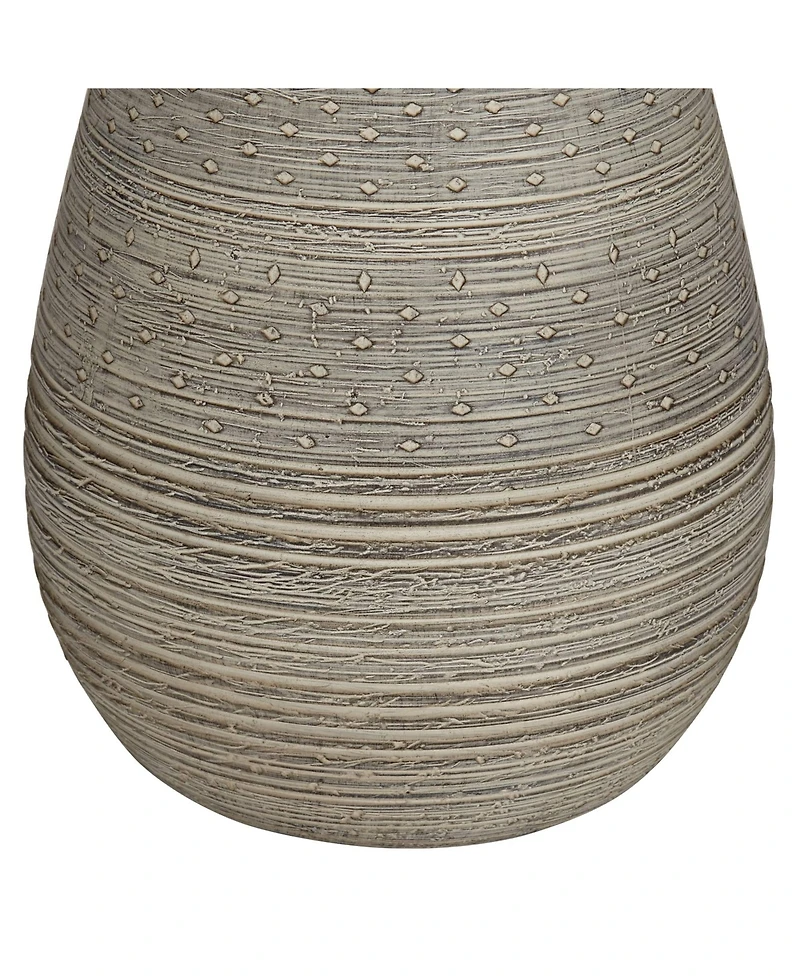 360 Lighting Julio Modern Table Lamp 30" Tall Natural Gray Ceramic Oatmeal Drum Shade for Bedroom Living Room Bedside Nightstand Office Kids Hous