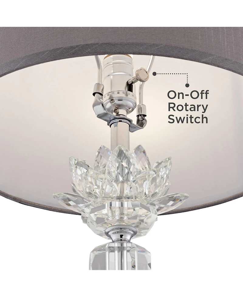 Vienna Full Spectrum Olivia 28 1/4" Tall Traditional Glam End Table Lamp Clear Crystal Single Gray Shade Living Room Bedroom
