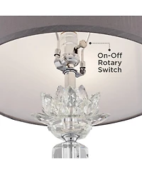 Vienna Full Spectrum Olivia 28 1/4" Tall Traditional Glam End Table Lamp Clear Crystal Single Gray Shade Living Room Bedroom