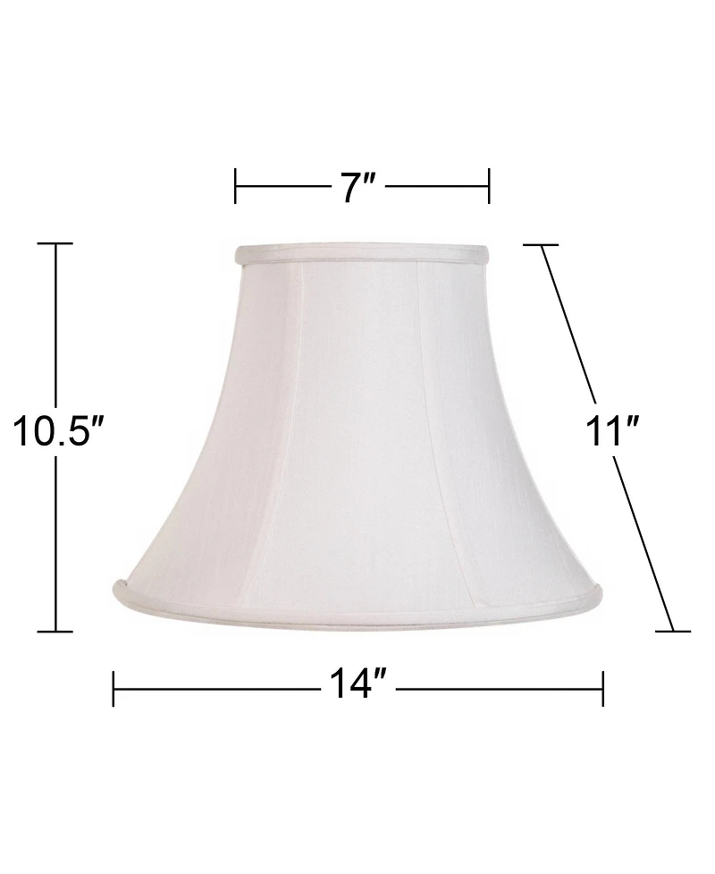 Imperial Shade Set of 2 Bell Lamp Shades White Medium 7" Top x 14" Bottom x 11" Slant Spider with Replacement Harp and Finial Fitting