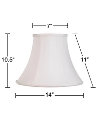 Imperial Shade Set of 2 Bell Lamp Shades White Medium 7" Top x 14" Bottom x 11" Slant Spider with Replacement Harp and Finial Fitting
