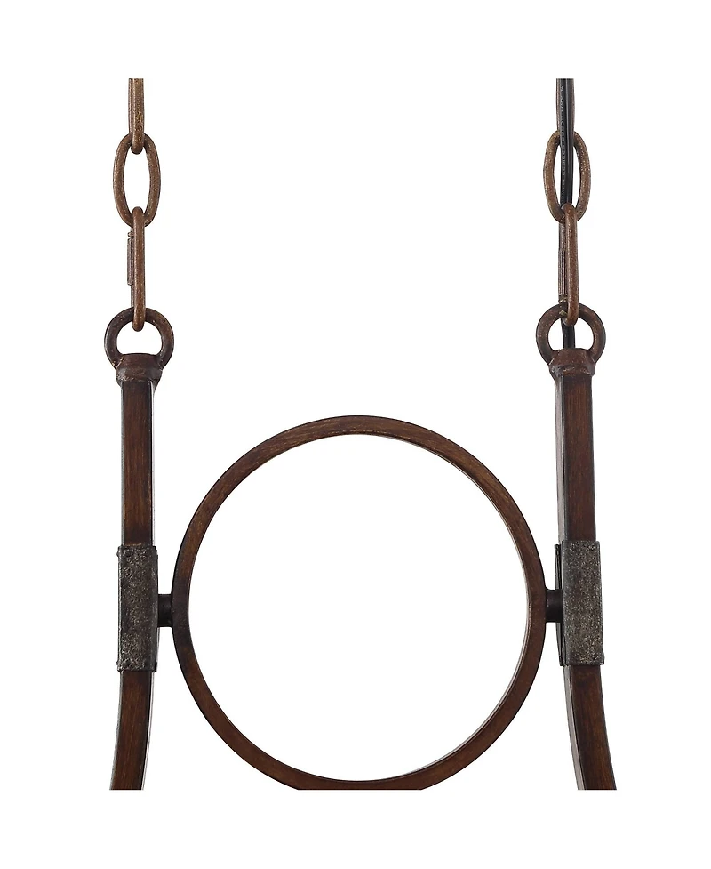 Franklin Iron Works Tafford Warm Mahogany Wood Island Linear Pendant Chandelier 43 1/4" Wide Farmhouse Rustic Clear Scavo Glass Faux Candle Shades 8-L