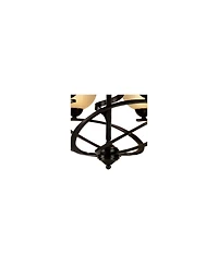 Franklin Iron Works Bronzeador Dark Mocha Chandelier Lighting 27 1/2" Wide Modern Industrial Iron Ribbon Amber Glass Shades 6-Light Fixture for Dining
