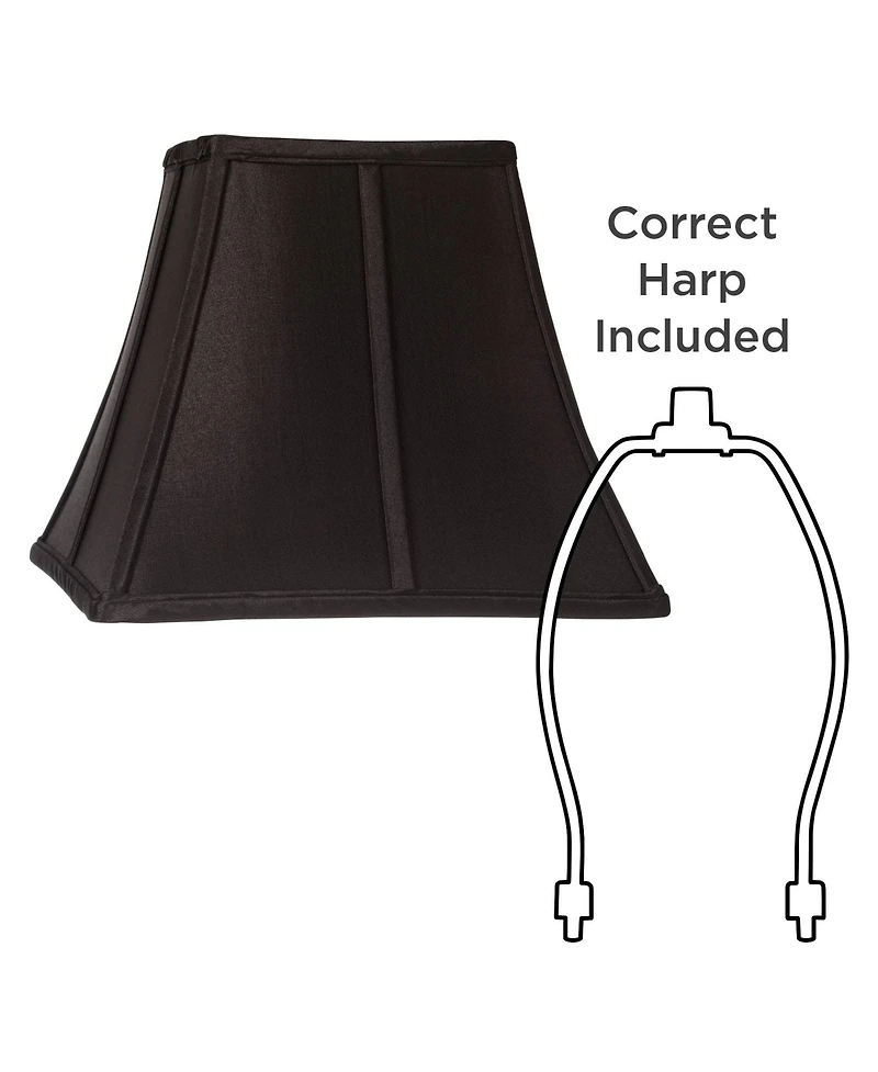 Springcrest Small Square Curved Black Lamp Shade 6" Top x 11" Bottom x 9.75" Height (Spider) Replacement with Harp and Finial
