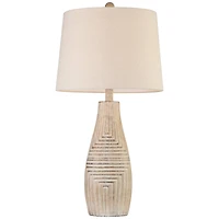 John Timberland Southwest Rustic Table Lamp 27" Tall Faux Light Wood Oatmeal Fabric Drum Shade for Living Room Bedroom Bedside Nightstand