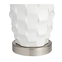 360 Lighting Led Modern Coastal Accent Table Lamps 24 1/2" High Set of 2 Scalloped White Ceramic Drum Shade for Bedroom Living Room Bedside Night