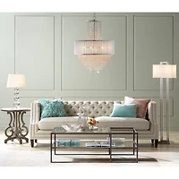 Vienna Full Spectrum Modern Table Lamp 26 1/2" High Stacked Clear Crystal Spheres Glass White Drum Shade for Bedroom Living Room House Home Night