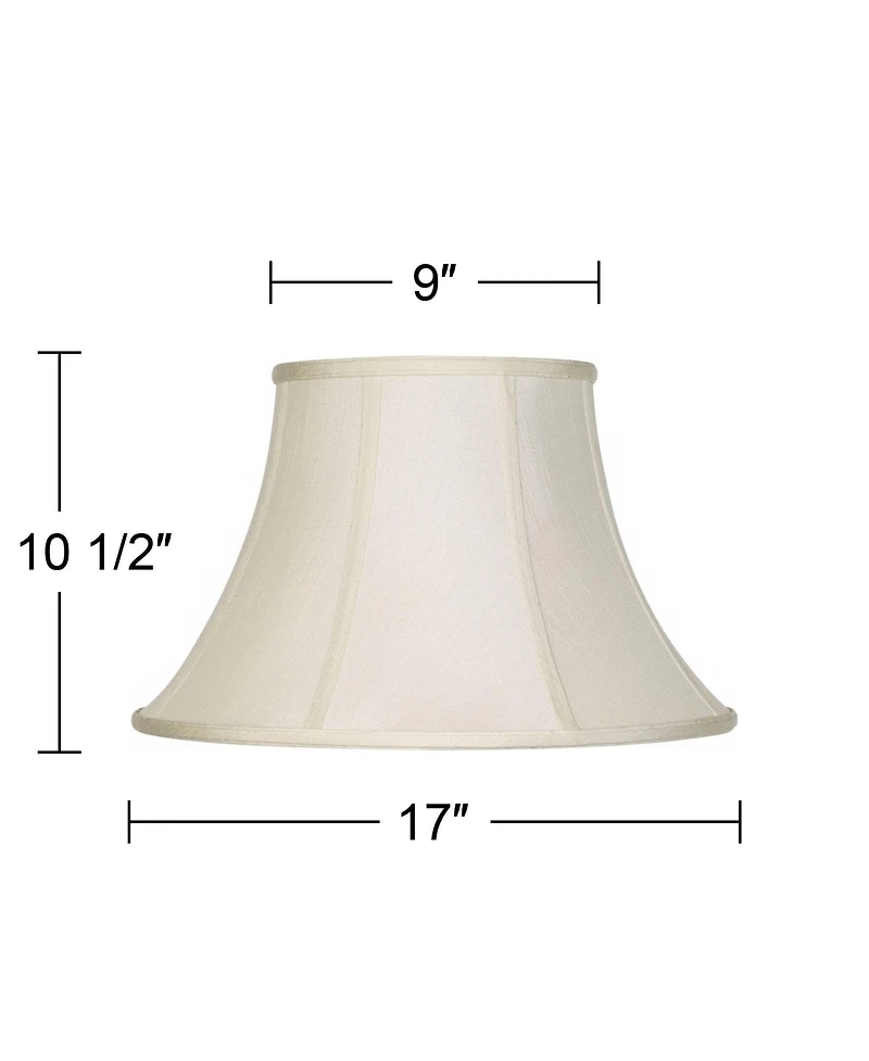 Creme Large Bell Lamp Shade 9" Top x 17" Bottom x 11" Slant x 10.5" High (Spider) Replacement with Harp and Finial - Springcrest