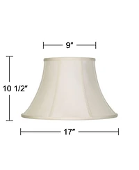 Creme Large Bell Lamp Shade 9" Top x 17" Bottom x 11" Slant x 10.5" High (Spider) Replacement with Harp and Finial - Springcrest