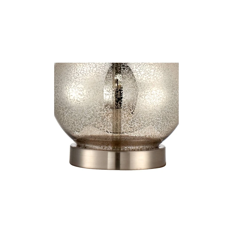 360 Lighting Modern Table Lamp 30.5" Tall Mercury Glass Silver Gourd Natural Linen Drum Shade for Living Room Family Bedroom Nightstand
