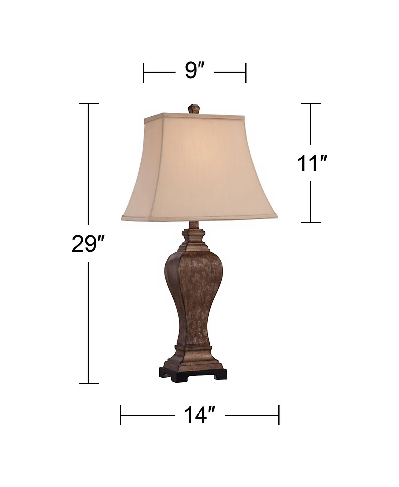 Regency Hill Edgar 29" Tall Curved Urn Traditional End Table Lamp Brown Bronze Finish Single Living Room Bedroom Bedside