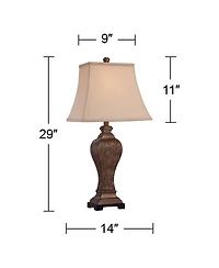 Regency Hill Edgar 29" Tall Curved Urn Traditional End Table Lamp Brown Bronze Finish Single Living Room Bedroom Bedside