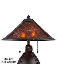 Robert Louis Tiffany Art Deco Accent Table Lamp 19" High Bronze Pottery Natural Mica Shade for Bedroom Bedside Nightstand Office