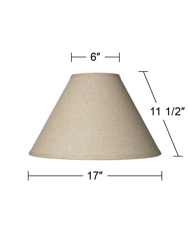 Springcrest 6" Top x 17" Bottom x 11 1/2" High x 11 1/2" Slant Lamp Shade Replacement Large Empire Fine Burlap Spider Harp Finial