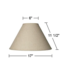 Springcrest 6" Top x 17" Bottom x 11 1/2" High x 11 1/2" Slant Lamp Shade Replacement Large Empire Fine Burlap Spider Harp Finial