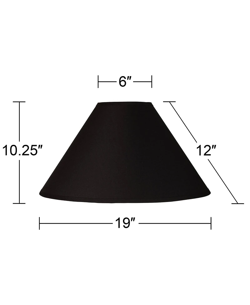 Springcrest Black Large Chimney Empire Lamp Shade 6" Top x 19" Bottom x 12" Slant (Spider) Replacement with Harp and Finial