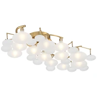 Possini Euro Design Lilypad Modern Ceiling Light Semi Flush Mount Fixture 30 1/4" Wide Warm Brass 12-Light Frosted Glass Shade for Bedroom Living