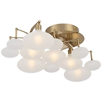 Possini Euro Design Modern Ceiling Light Semi Flush Mount Fixture 19 1/4" Wide Soft Gold 6-Light Opal Glass Shade Bedroom Kitchen