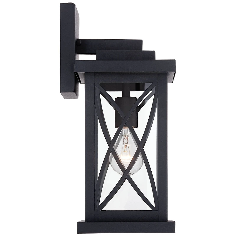 John Timberland Woodland Park Outdoor Wall Light Fixture Black Dusk To Dawn 15" Clear Glass for Post Exterior Barn Deck House Porch Yard Patio Ho