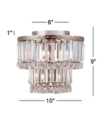 Vienna Full Spectrum Magnificence Modern Ceiling Light Flush Mount Fixture 10" Wide Brushed Satin Nickel 3-Light Led Crystal for Bedroom Living R