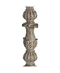 Barnes and Ivy Duval Traditional Table Lamp 34" Tall Distressed Antique White Candlestick Crystal Beige Fabric Bell Shade for Bedroom Living Room
