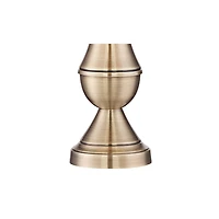 Regency Hill Becky Traditional Table Lamps 24 3/4" High Set of 2 Antique Brass Metal Beige Drum Shade for Bedroom Living Room Bedside Nightstand