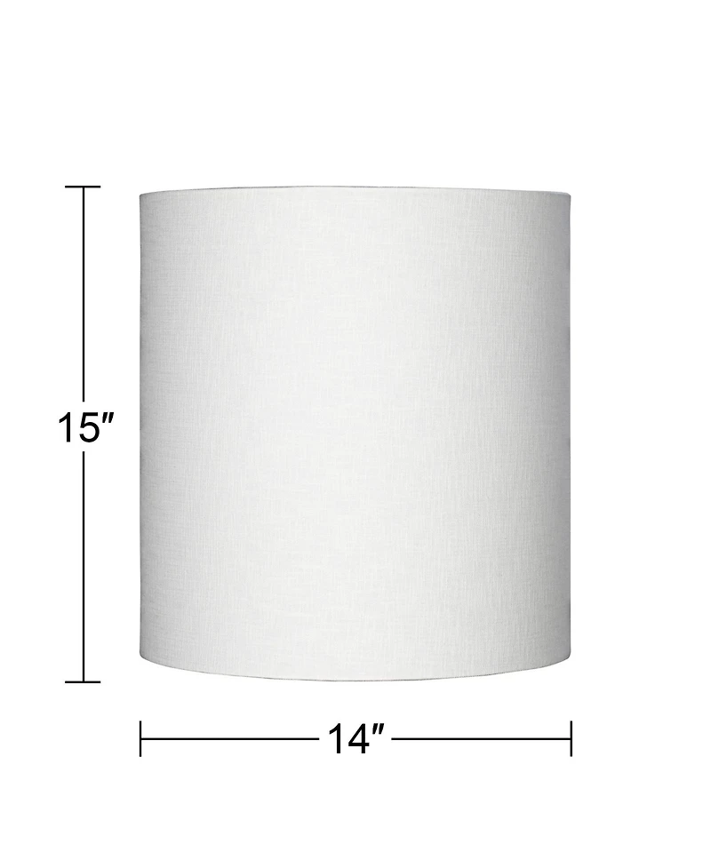 Springcrest White Tall Linen Medium Drum Lamp Shade 14" Top x 14" Bottom x 15" High (Spider) Replacement with Harp and Finial