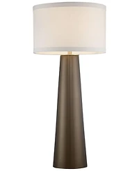 Possini Euro Design Karen Modern Table Lamp 36" Tall Dark Gold Glass Off White Fabric Drum Shade for Bedroom Living Room Bedside Nightstand Offic