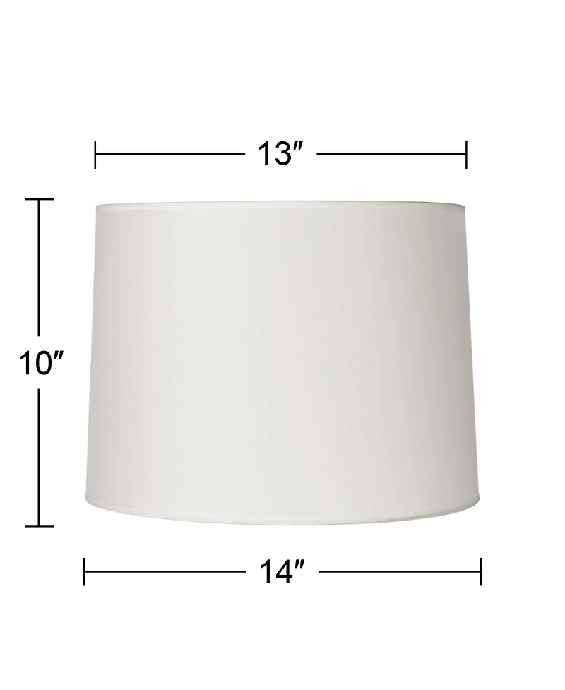 Springcrest Hardback White Medium Drum Lamp Shade 13" Top x 14" Bottom x 10" Slant x 10" High (Spider) Replacement with Harp and F