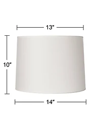 Springcrest Hardback White Medium Drum Lamp Shade 13" Top x 14" Bottom x 10" Slant x 10" High (Spider) Replacement with Harp and F