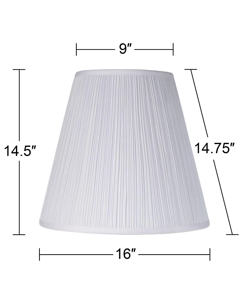 Springcrest 9" Top x 16" Bottom x 14 1/2" High x 14 3/4" Slant Lamp Shade Replacement Set of 2 Mushroom Pleated Spider Harp Finial