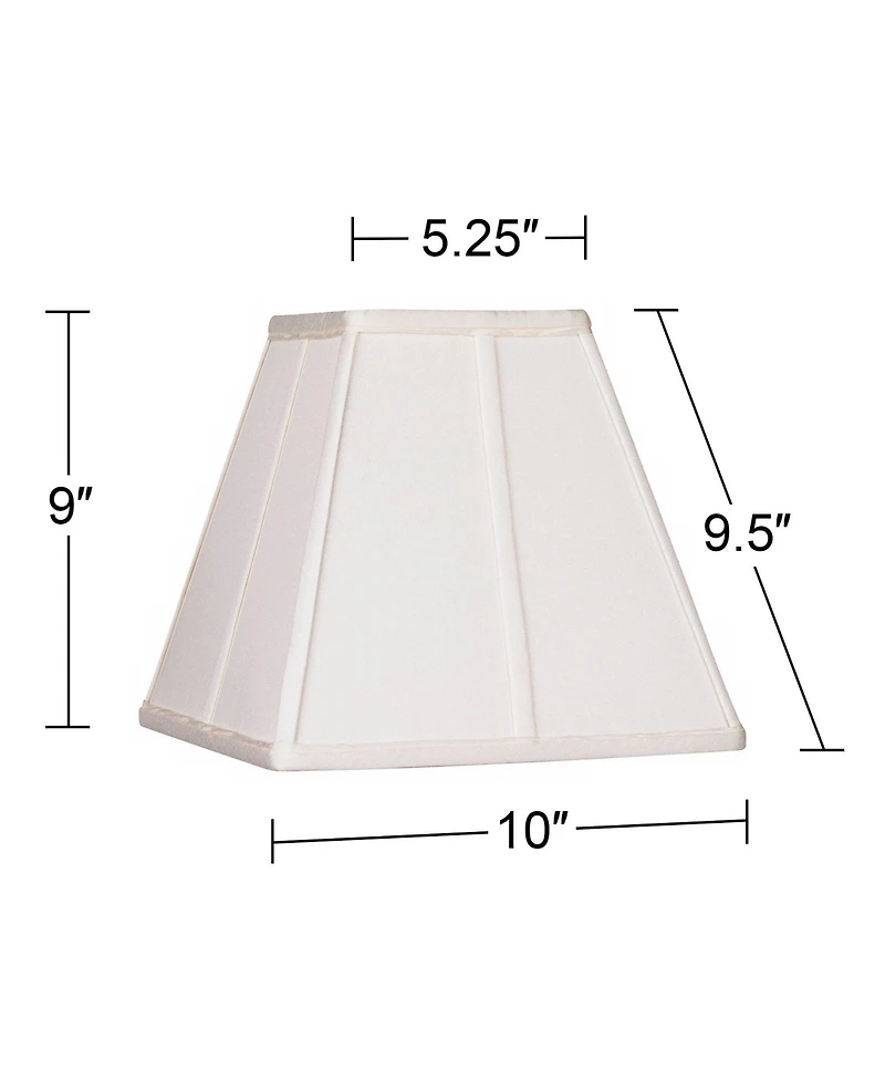 Springcrest Set of 2 Ivory Classic Small Square Lamp Shades 5.25" Top x 10" Bottom x 9" High (Spider) Replacement with Harp and Finial