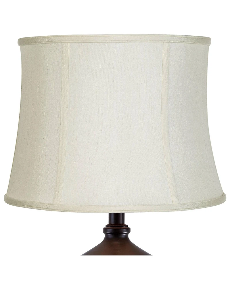 Imperial Shade Set of 2 Creme White Medium Drum Lamp Shades 14" Top x 16" Bottom x 12" High (Spider) Replacement with Harp and Finial
