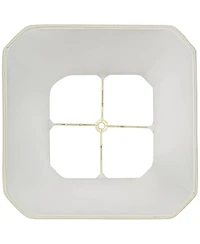 Springcrest Set of 2 Square Lamp Shades Creme Medium 8" Top x 16" Bottom x 11" Slant Spider with Replacement Harp and Finial