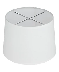 Hardback Tapered Drum Lamp Shade White Medium 12" Top x 14" Bottom x 10" High Spider with Replacement Harp and Finial Fitting - Springcrest