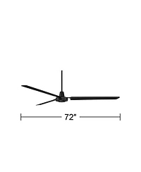 Casa Vieja 72" Casa Velocity Large Modern Indoor Outdoor Ceiling Fan 3 Blade Wall Control Matte Black Finish Bedroom Damp Rated