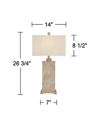 360 Lighting Caldwell Rustic Farmhouse Table Lamps 26 3/4" High Set of 2 Earth Tone Hammered Oatmeal Fabric Rectangular Shade for Bedroom Living