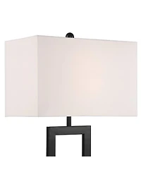 360 Lighting Modern Table Lamp with Usb and Ac Power Outlet 30" Tall Black Metal White Rectangle Shade for Living Room Bedroom House