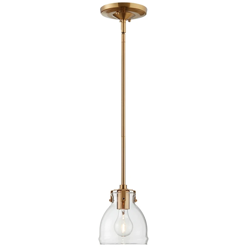Bellis Soft Gold Mini Pendant Lighting 6" Wide Farmhouse Industrial Rustic Clear Glass Shade Fixture for Dining Room Living House Home Kitchen Island