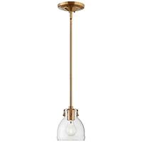 Bellis Soft Gold Mini Pendant Lighting 6" Wide Farmhouse Industrial Rustic Clear Glass Shade Fixture for Dining Room Living House Home Kitchen Island