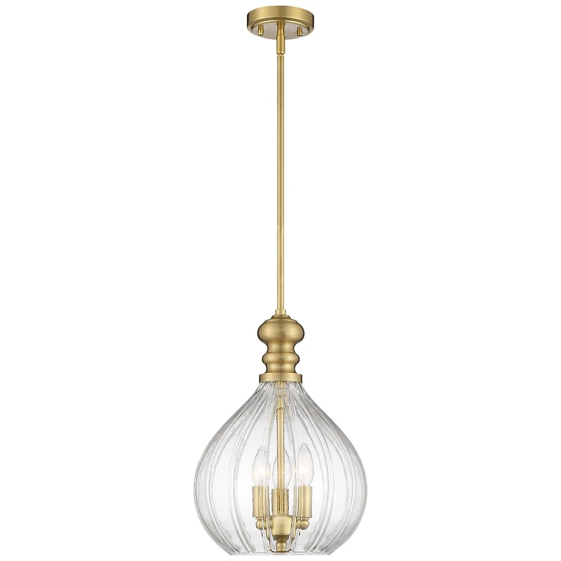 Houten Soft Gold Metal Mini Cluster Pendant Chandelier 11 1/2" Wide Modern Clear Glass Shade 3-Light Fixture for Dining Room House Foyer Entryway